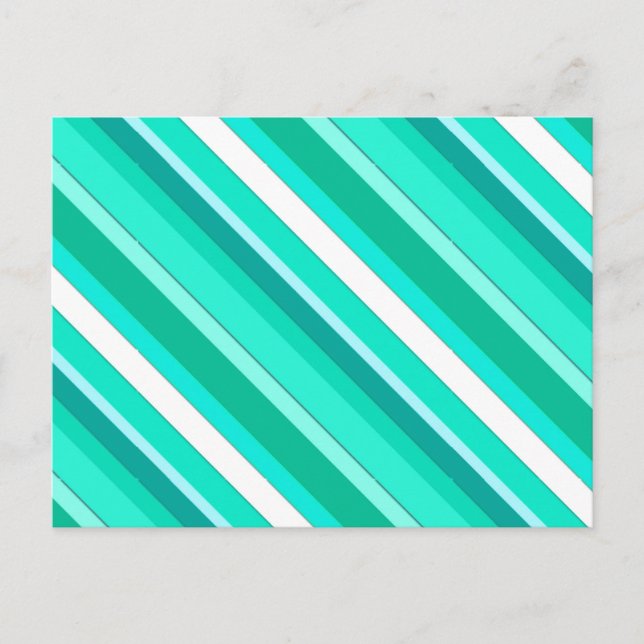 Layered candy stripes - turquoise and white postcard (Front)