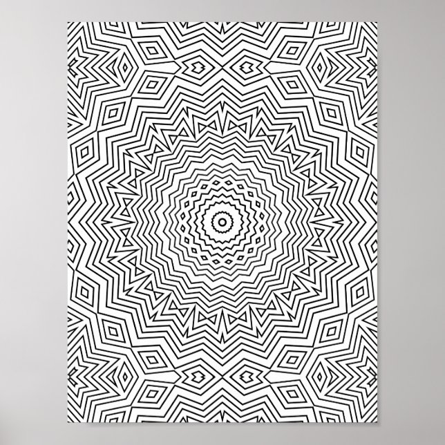 Layered Chevron Wave Mandala with Diamond Accents Poster (Front)