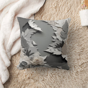 Layered collage effect torn paper textured element cushion