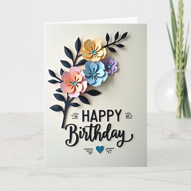 Layered Flower Birthday Card (Front)