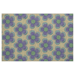 Layered Flowers (teal/purple/green) Fabric