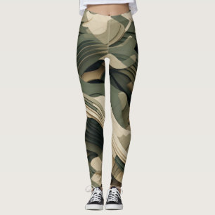 Layered forms in camouflage colours leggings