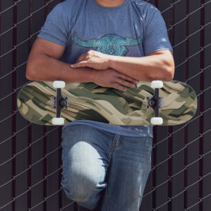 Layered forms in camouflage colours skateboard