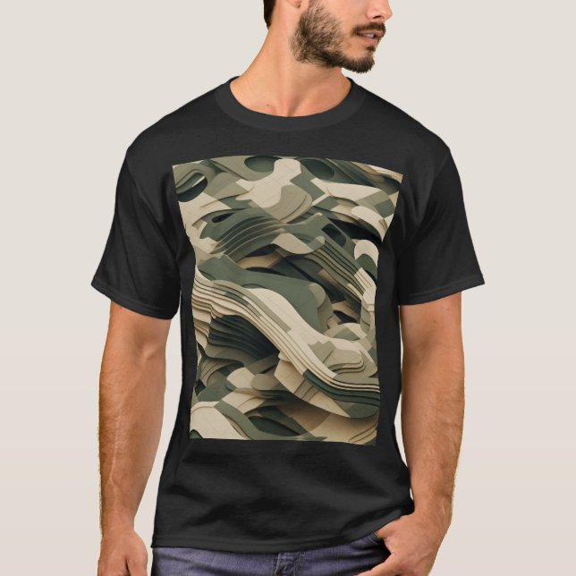 Layered forms in camouflage colours T-Shirt (Front)