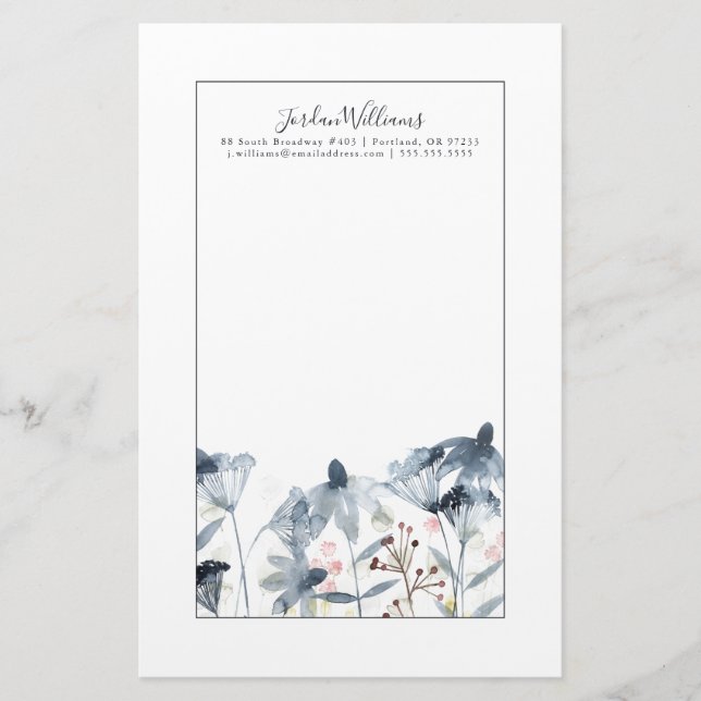 Layered Gardens - Watercolor Flowers Stationery (Front)