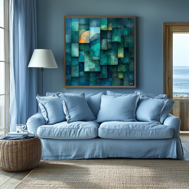 Layered Geometric Abstract Art – Teal and Blue Poster (Creator Uploaded)