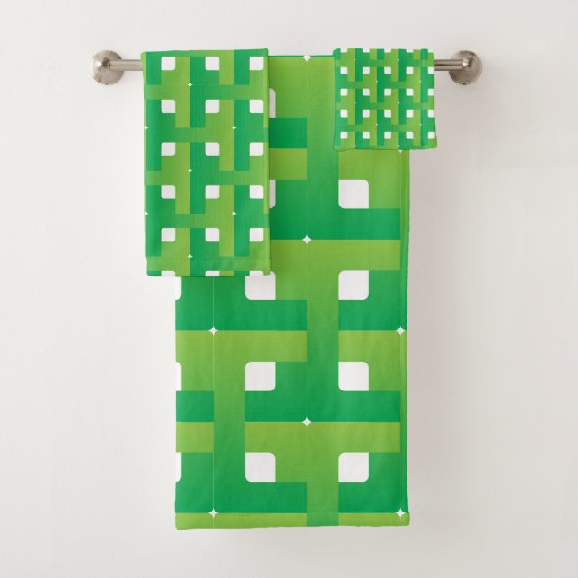 Layered Gradient Green Color  Bath Towel Set (Insitu)