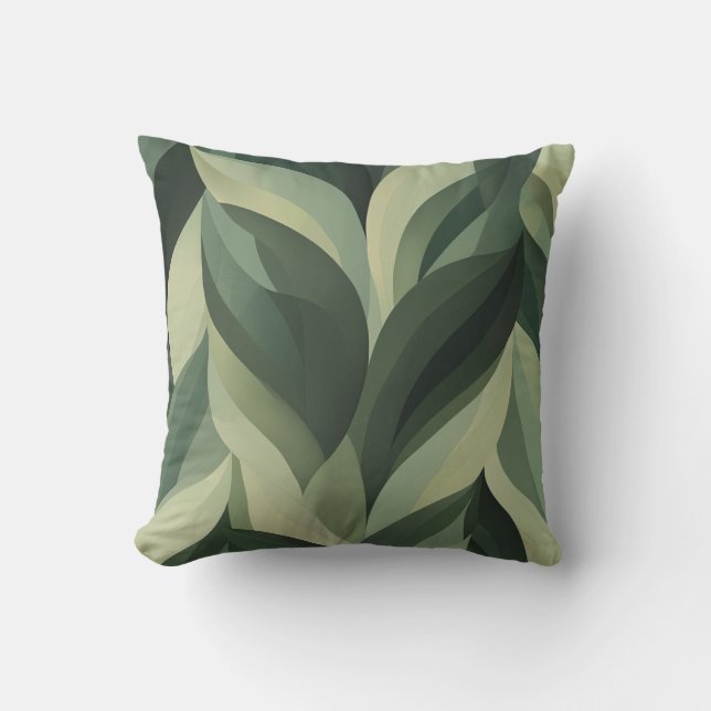 Layered Green Leaf Pattern Cushion (Front)