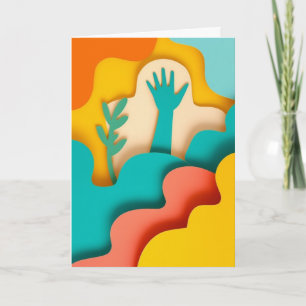 Layered Hand Wave Sunrise Card