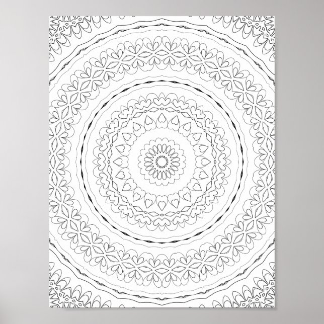 Layered Heart Rings Coloring Page Pattern Design Poster (Front)