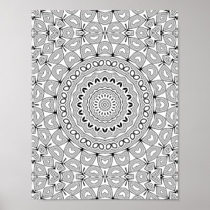 Layered Heartburst Colouring Page Pattern Artwork Poster