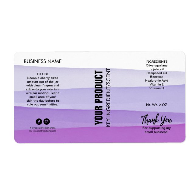 Layered Ink Purple Body Butter Jar Product Labels (Front)
