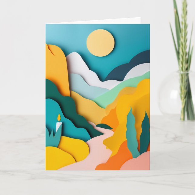Layered Mountain Candle Glow Card (Front)