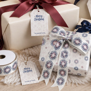 Layered Navy and Burgundy Snowflakes Christmas Satin Ribbon
