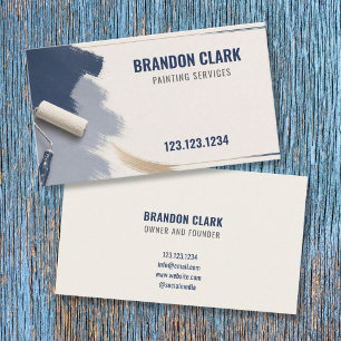Layered Navy Fade with Gold Border Frame Painting Business Card