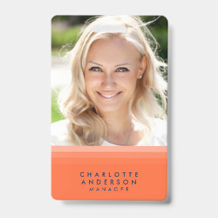 Layered Orange and Blue Photo ID Badge