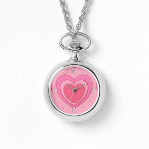 Layered paper hearts - peach pink watch