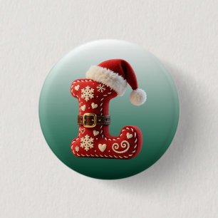 Layered Pastel Gold Trim Letter L 3 Cm Round Badge