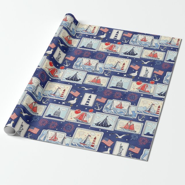Layered Patriotic Paper Cut Tile Pattern (1) (Unrolled)