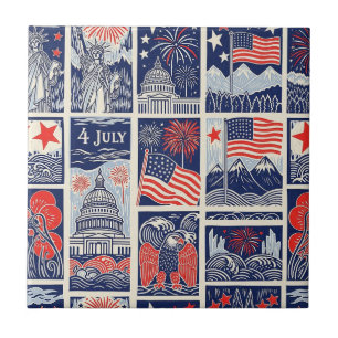 Layered Patriotic Paper Cut Tile Pattern (1)