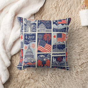 Layered Patriotic Paper Cut Tile Pattern (1) Cushion