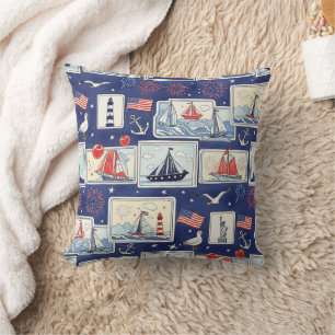 Layered Patriotic Paper Cut Tile Pattern (2) Cushion