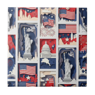 Layered Patriotic Paper Cut Tile Pattern (5)
