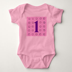 Layered Pink and Purple Polka Dots Age 1 Creepers Baby Bodysuit