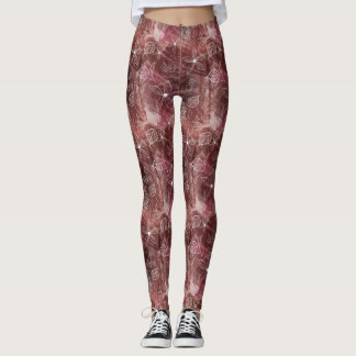 Layered Pink Brown Patterned Leggings