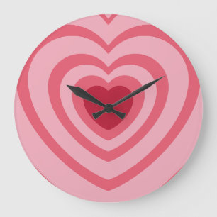 Layered Pink Heart Aesthetic Large Clock
