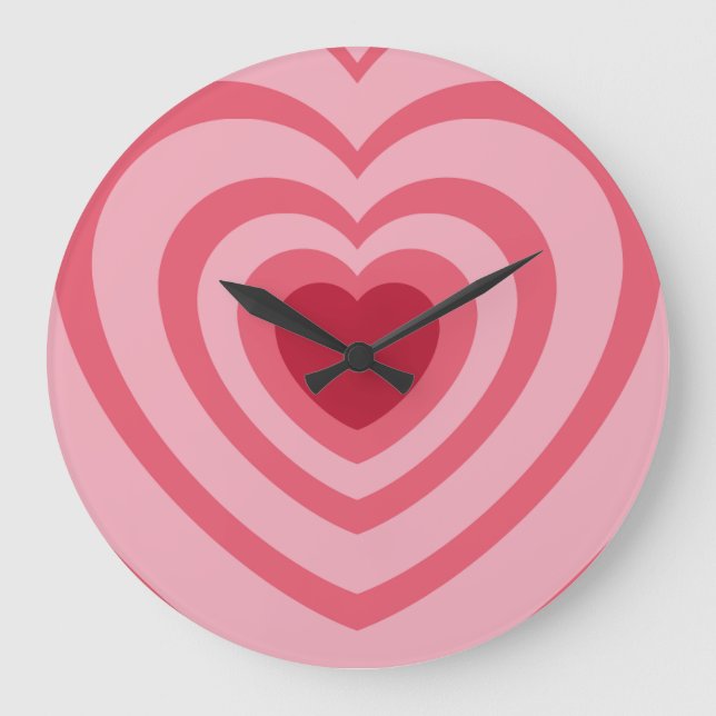 Layered Pink Heart Aesthetic Large Clock (Front)