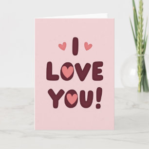 Layered Pink Heart I Love You Card