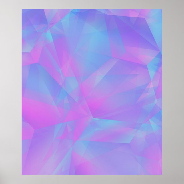 Layered Polygons Pink Blue Purple Poster (Front)