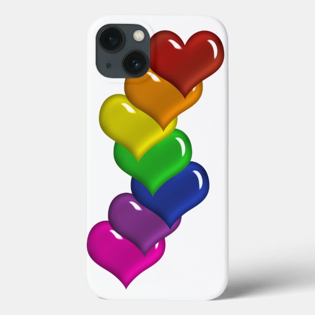 Layered Rainbow Coloured Hearts Case-Mate iPhone Case (Back)