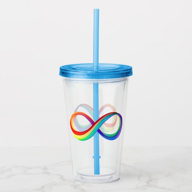 Layered Rainbow Infinity Symbol Acrylic Tumbler (Front)