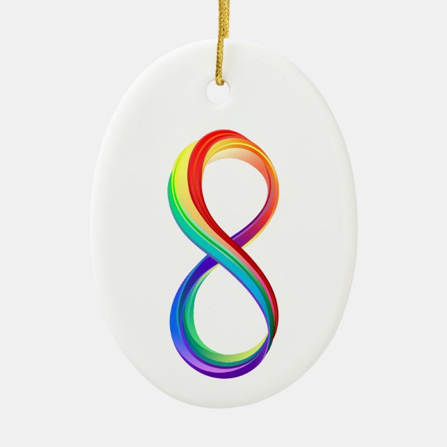 Layered Rainbow Infinity Symbol Ceramic Ornament (Front)
