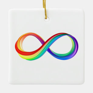 Layered Rainbow Infinity Symbol Ceramic Ornament