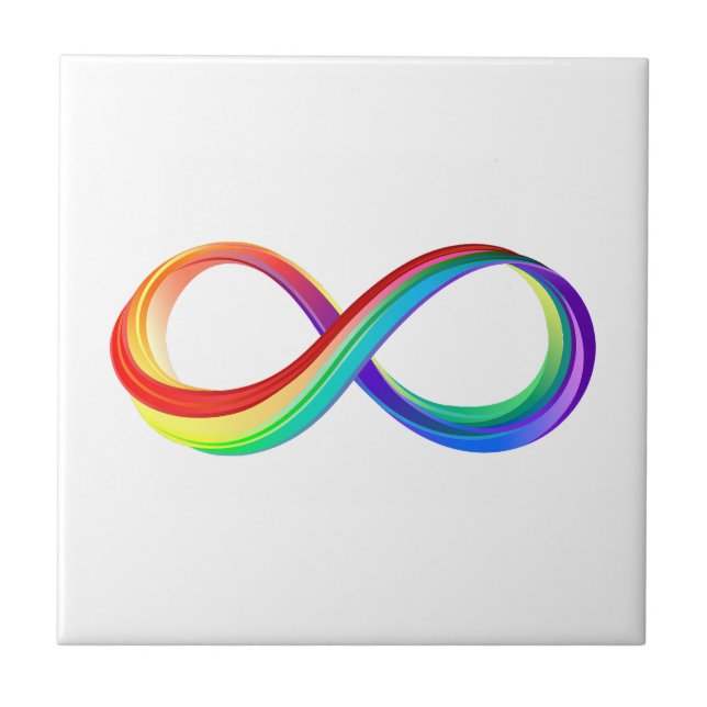 Layered Rainbow Infinity Symbol Ceramic Tile (Front)