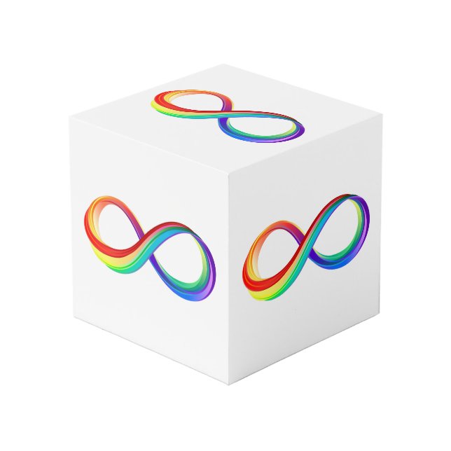 Layered Rainbow Infinity Symbol Cube (Front Angled)