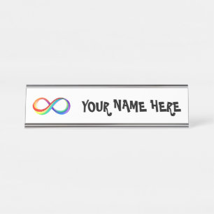 Layered Rainbow Infinity Symbol Desk Name Plate