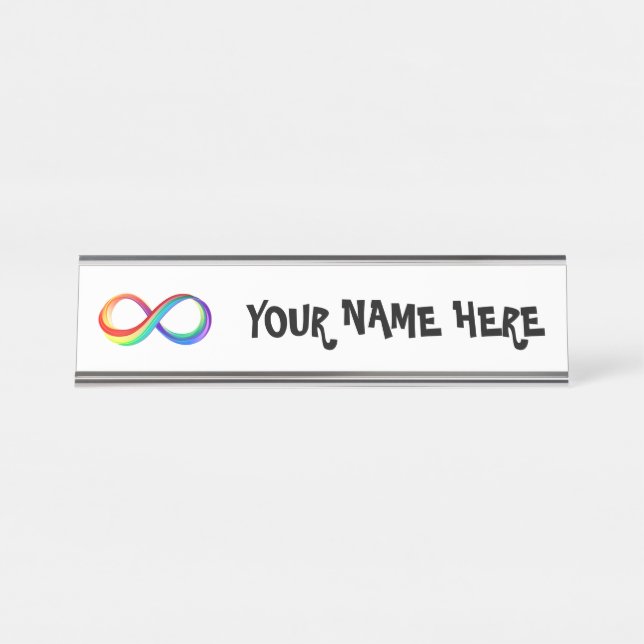 Layered Rainbow Infinity Symbol Desk Name Plate (Front)