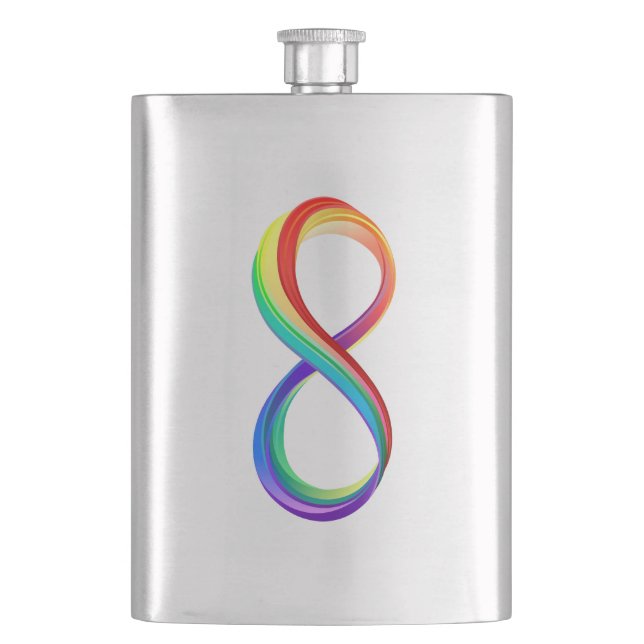 Layered Rainbow Infinity Symbol Hip Flask (Front)