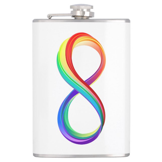 Layered Rainbow Infinity Symbol Hip Flask (Front)
