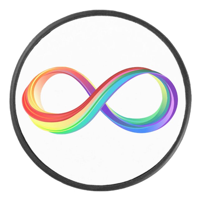 Layered Rainbow Infinity Symbol Hockey Puck (Front)