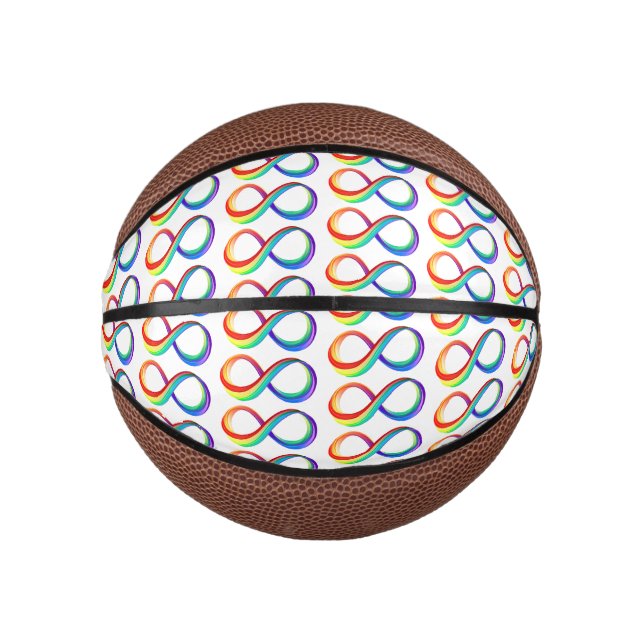 Layered Rainbow Infinity Symbol Mini Basketball (Front)