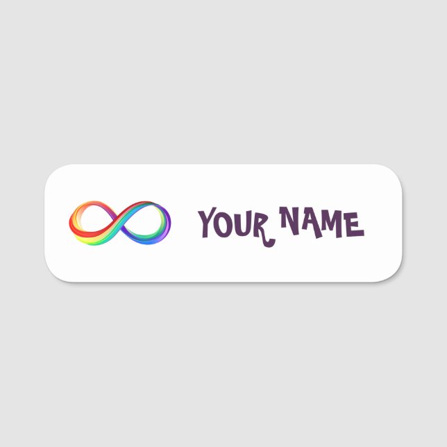 Layered Rainbow Infinity Symbol Name Tag (Front)
