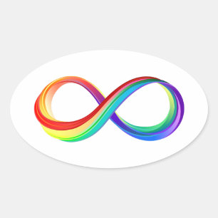 Layered Rainbow Infinity Symbol Oval Sticker