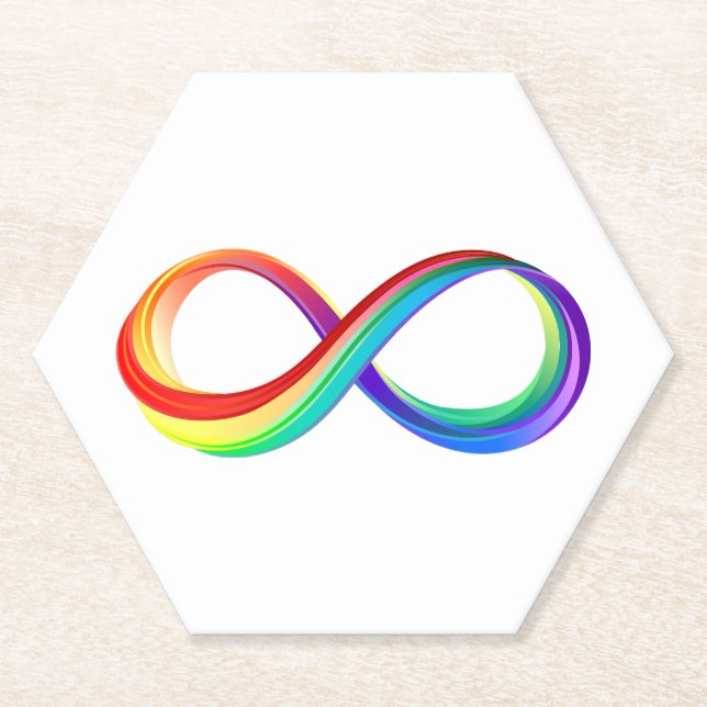 Layered Rainbow Infinity Symbol Paper Coaster (Front)
