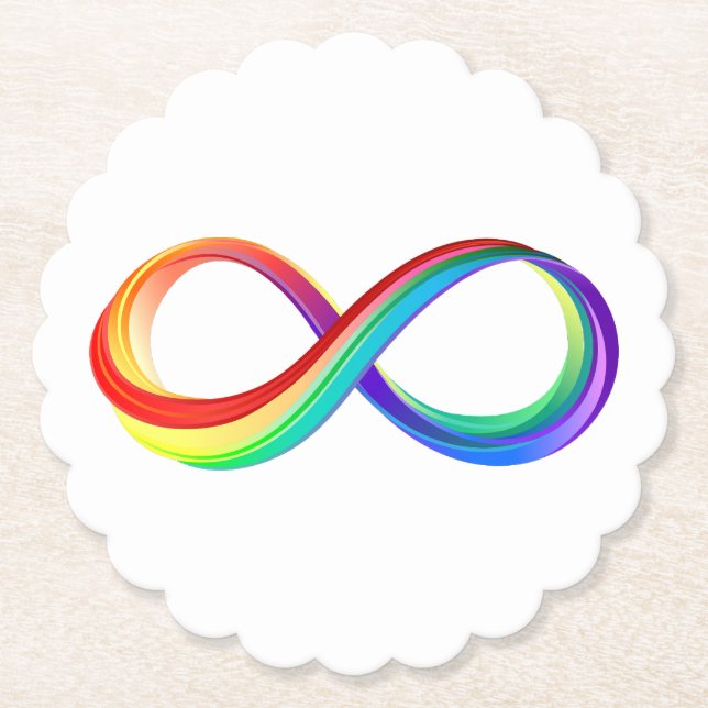 Layered Rainbow Infinity Symbol Paper Coaster (Front)