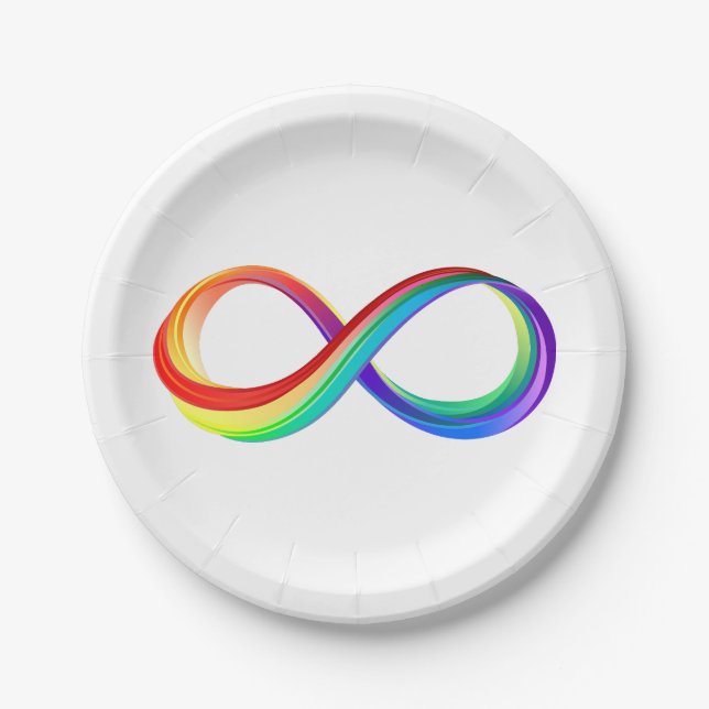 Layered Rainbow Infinity Symbol Paper Plate (Front)